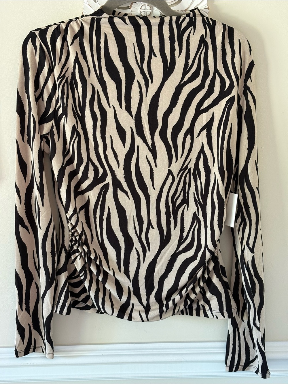Harlow Black and Cream Zebra-Print Long Sleeve Top
